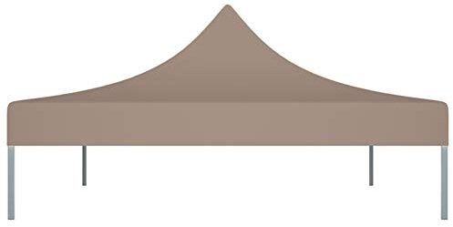 Qnotici Toit en tissu de fibre de polyester, toit en pavillon de jardin, toit en pavillon pour fêtes, 4 x 3 m (L x l) marron gris