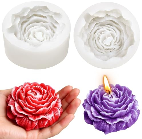 3D große Pfingstrose Wabe Kerze Formen Blume Rose Silikonform Soja Wachs Bienenwachs Aromatherapie Seifenherstellung Schokolade Backformen für Geburtstag Valentinstag Hochzeit Party Dekoration Home