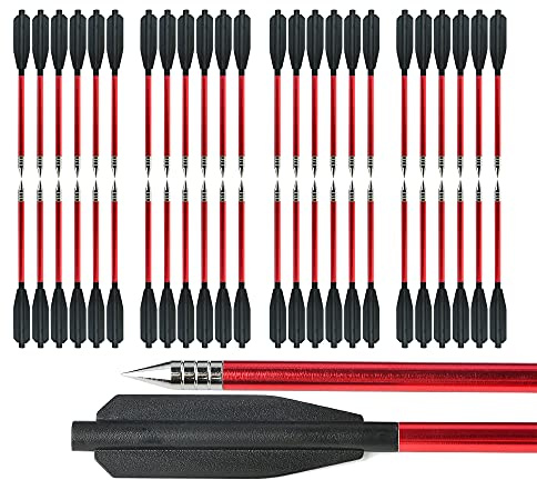 SHARROW 48Pcs 6,2 Pulgadas Flechas de Aluminio de Ballesta para Tiro con Arco con Alto Impacto Pernos para Ballesta de Caza de 50-80 Lbs Flecha de Caza Flechas Aluminio Ballesta Pernos Flechas (Rojo)