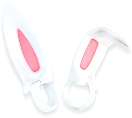 Generic Bunny Ears for Headphones - Adorable Attachment in White/Pink with Hidden Self Fastener - Straight/Bent, Plastic, Gaming Accessory