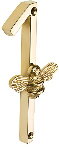 Hausnummer aus goldfarbenem Messing mit Bienen Design Modernes 5 Zoll Türschild, Nummernschilder, Plaketten, Straßen/Hausadresszahlen (1)