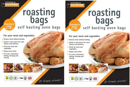 16 x Bratbeutel, Geschmacksversiegelung, Kochbeutel für Backofen und Mikrowelle, mittlere Größe