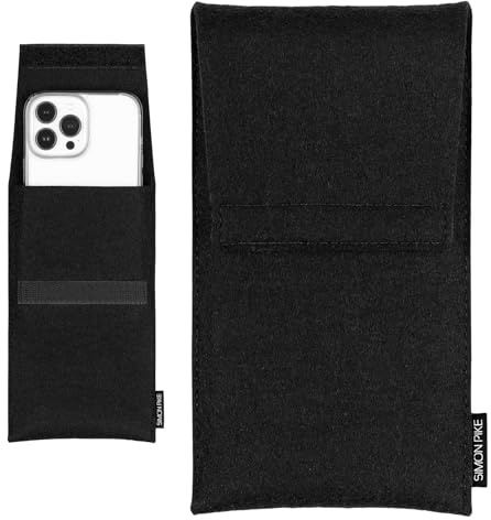 SimonPike Handyhülle passend für Apple iPhone 17 Pro | 16 Pro | 15 Pro (Gr. H) | Sidney schwarz Filztasche aus Wollfilz Handy/Smartphone Tasche