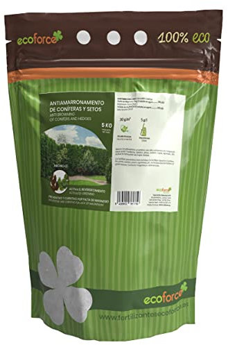 CULTIVERS Antiamarronamiento Coníferas y Setos de 5 kg. Abono Ecológico Preventivo y curativo contra Amarilleamiento y Amarronamiento ideal para Coníferas, Abetos, Pinos, Cedros Tuyas Cipreses, etc
