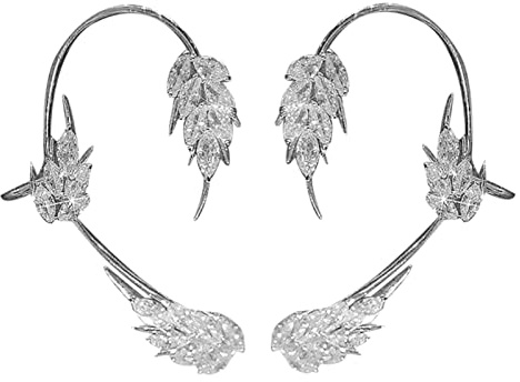 Yirepny Orecchini a clip con strass portatile non trafitto lussuoso clip orecchini gioielli femminili D'argento