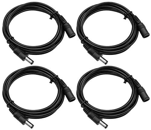 4er-Pack 2 m DC-Verlängerungskabel, reines Kupfer, 12 V DC-Netzteil-Verlängerungskabel, 5,5 mm x 2,1 mm, für Überwachungskameras, Router, LED-Streifen, Drucker, Monitore und mehr – Schwarz