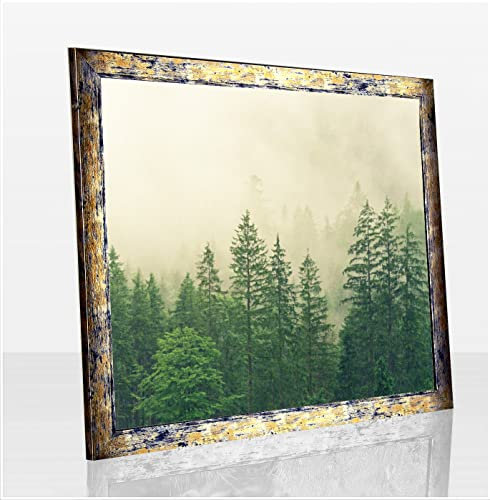 Monzetta Deluxe Bilderrahmen Posterrahmen 40x120 cm Blaugold Meliert cm Schritt Formatwahl 120x40 cm RW weiß Front Antireflex