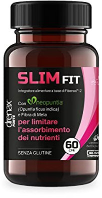 Drenax Forte Slim Fit Integratore alimentare in compresse per l'assorbimento dei grassi e dei carboidrati - Naturale con Fibersol®-2, Neopuntia™ e Fibra di Mela | 60 Compresse