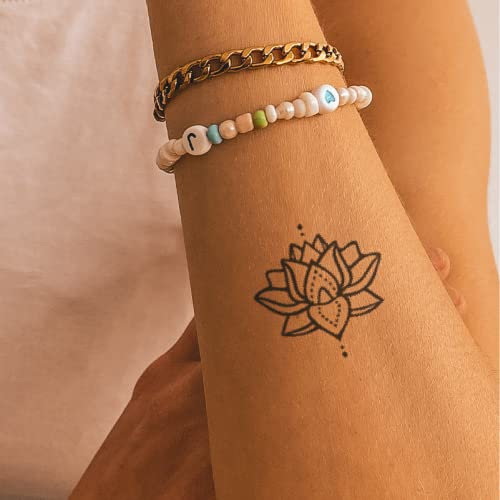 Inkster Tattoo - Lotus Mandala | vegane & wasserfeste Temporäre Tattoos für Erwachsene - EU-Kosmetikzertifizierte Farbe - revolutionäres 2 Wochen Tattoo | Premium Klebetattoos & Fake Tattoo