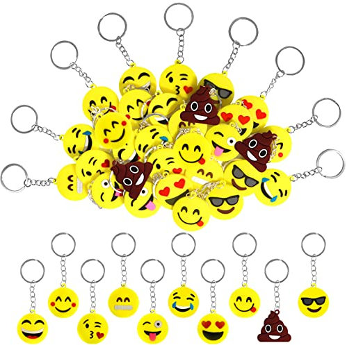 Annhao 30 Pezzi Portachiavi Bambini Emoticon Porta Chiavi Gadget Bambini Regali Compleanno Pensierini di Natale Festa