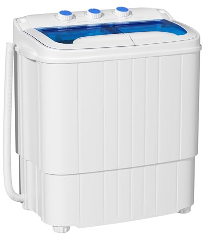 INTERGREAT Portable Washer and Dryer, 16 lbs Mini Small Washing Machine Combo with Spin Dryer, Compact Twin Tub Laundry Washer Machine for Apartments, Dorm, Rv, Camping, Blue