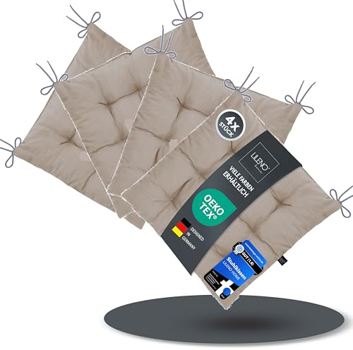 LILENO HOME 4er Set Stuhlkissen 14 Hellbraun (40x40x6 cm) - Sitzkissen für