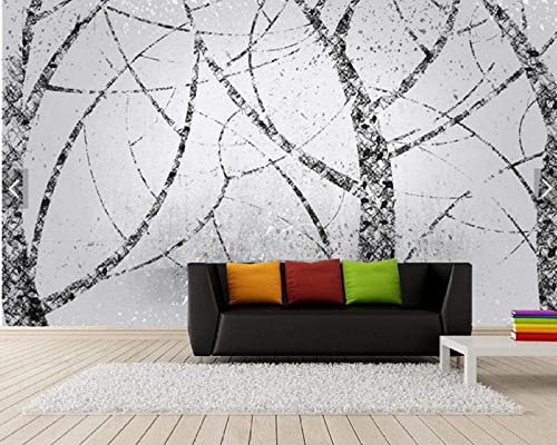 3D Paysage D'Arbre Abstrait Noir Et Blanc Papiers Peints Grands Autocollants , Papiers Peints Amovibles | Papier Peint Autocollant 3D Pour Chambre D'Enfant, Salle À 140 (largeur) x 70 (hauteur) cm