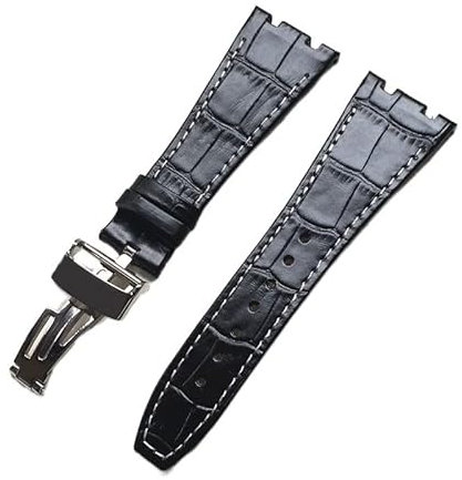 BONOOL Klassisches Armband aus echtem Leder für AP Off Shore-Uhrenarmband, schwarz, braun, für Herren, mit Faltschließe