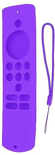 PerGar Silikon-Fernbedienungshülle, Weiche, rutschfeste, Stoßfeste Fernbedienungshülle mit Trageband für Fire TV Stick Lite (Fire TV-Steuerung Nicht Im Lieferumfang Enthalten).(Lila Set)
