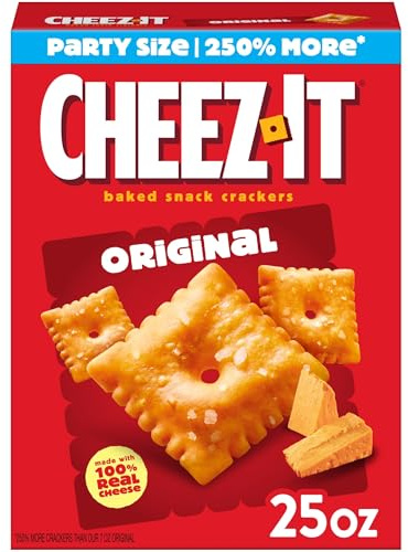 Cheez-It Cheese Crackers, Baked Snack Crackers, Lunch Snacks, Party Size, Original, 25oz Box (1 Box)