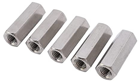 Lange Sechskant Stangenmutter, 5 Stück Langmutter, M12 X 1,75 Mm X 55 Mm (D X P X L), Sechskant-Kupplungsmutter, Gerade Montage, Sechskantgewinde, 304 Edelstahl, Lange Sechskantmuttern