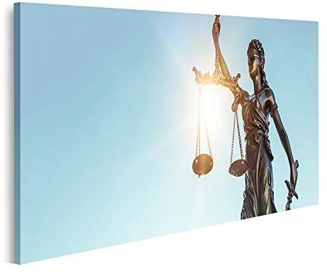 islandburner Prime Bild auf Leinwand Lady Justice Statue der Gerechtigkeit auf Himmel Bilder Wandbilder Poster