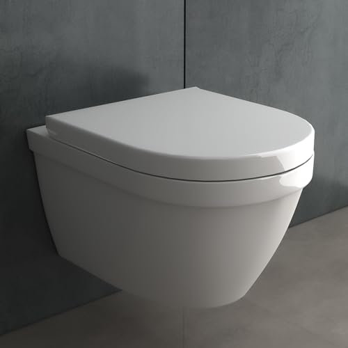Alpenberger WC mit Bidet Funktion | Dusch WC mit WC Sitz mit Absenkautomatik | Taharet WC mit Nanobeschichtung | Hänge WC Spülrandlos, Passend Geberit (8201 U)