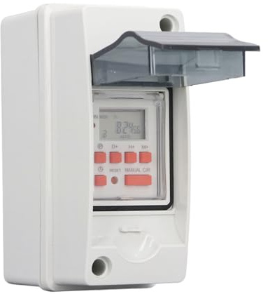 Interruptor de Temporizador Digital Programable, Interruptor de Control de Temporizador de Encendido y Apagado de 7 Días con Caja Impermeable, Controlador de Tiempo de Energía