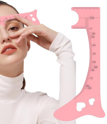 Holdes Herramienta de medición de cejas, regla de cejas, guía de delineador de ojos de silicona, plantillas para cejas, herramienta de maquillaje de ojos rápida, ayuda para moldear cejas, medidor de