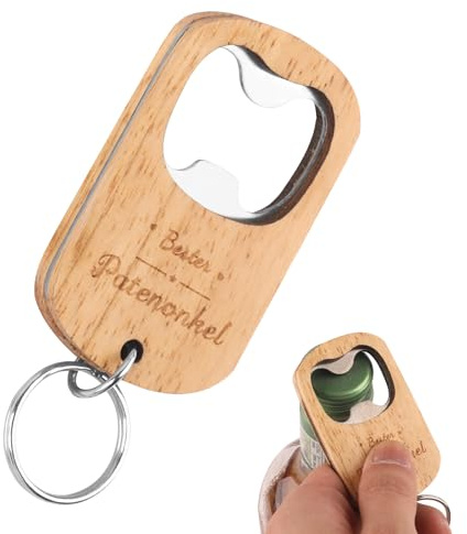 Bester Parrain Ouvre-bouteille en bois avec gravure, porte-clés personnalisé pour homme