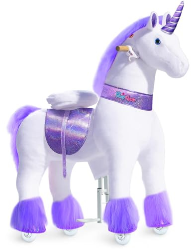PonyCycle Ride On Unicorn Hobby Horse Toy with Wheels Classic Model U Plush Walking Animal Rideable Unicorn for Older Big Kids Ages 7 to adults Indoor Outdoor Riding unicorn Toy Purple Ux506