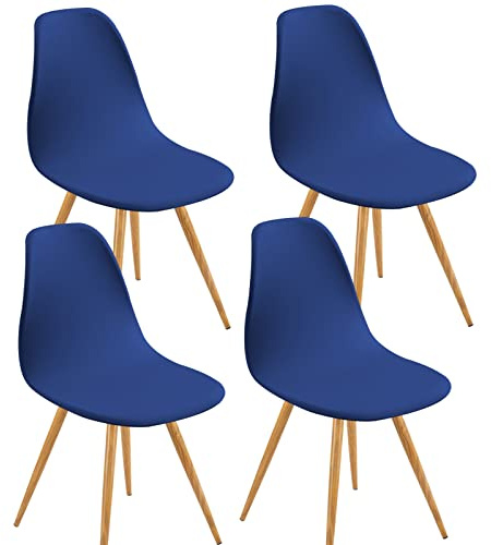 TFBHL 6er-/4er-Set Stuhlhussen für Schalenstühle, Stuhlhussen für Esszimmerstühle, Stuhlschutz ohne Armlehne, Stretch-Schonbezüge für Esszimmer und Wohnzimmer, Blau, 4er-Pack