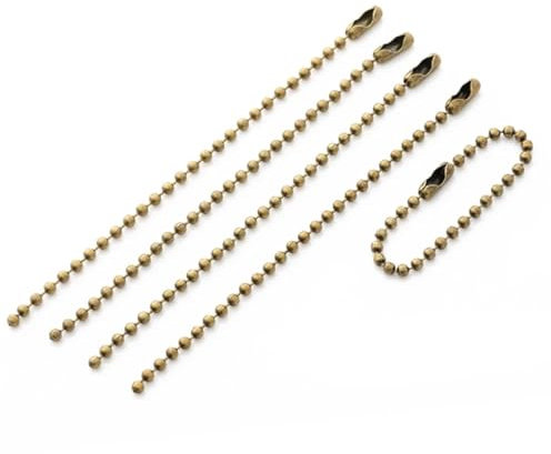 NihaoWXM 50 Stück 10/12/15 cm 2,4 mm Kugelketten-Perlenketten, passend for Schlüsselanhänger/Schlüsselanhänger/Puppen/Etikett, Handanhänger, Stecker, DIY-Schmuck Kugelkette(Bronze,15cm)