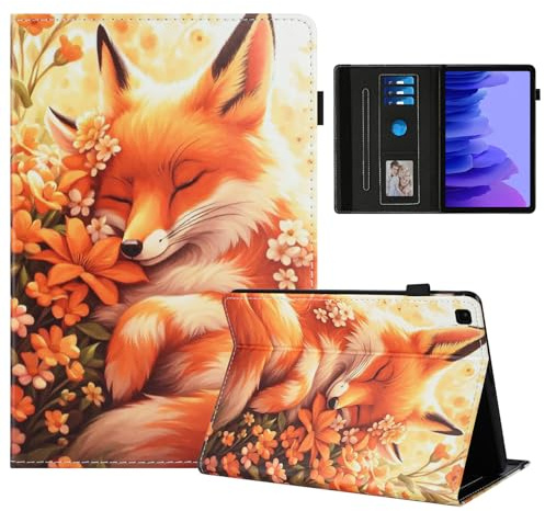 Rostsant Coque pour Samsung Galaxy Tab A7 Impression Graphique Housse en Tablette Cuir PU Protection pour Samsung Galaxy Tab A7 T500/T509/T505/T507 Renard en Fleur