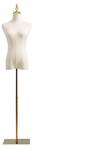 Schaufensterpuppen Torso, Bekleidungsgeschäft weibliches Modelldisplay, stabile goldene quadratische Tellerbasis, Baumwolle und Oberkörper, verstellbare Höhe, Simulation mechanischer Massivholzarm