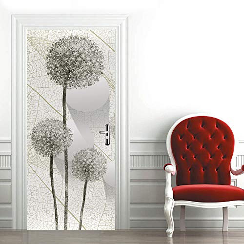 3D Tür Wandaufkleber Frische Blumen Fototapete Türfolie Poster Tapete Aufkleber DIY Selbstklebende Wandbild PVC Wasserdichte Tapete B85 x H205cm