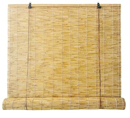 Natürliche Bambusrollos für den Außenbereich, wasserdicht, römische Fensterläden, Verdunkelung, Sonnenschutz, Anti-UV, staubdicht, Türvorhang, dekorativ für Innen/Garten/Terrasse, anpassbar (Farbe: