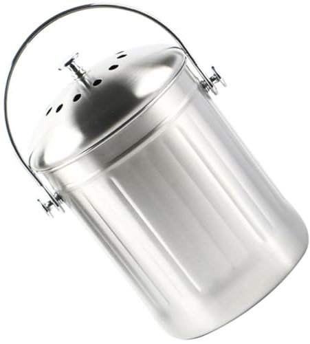 TOGEVAL Poubelle à Compost en Acier Inoxydable Grosse Capacité, Bac à Compost D'intérieur Couvercle Anti-Odeur, pour Comptoir Cuisine, Composteur Pratique pour Déchets Alimentaires