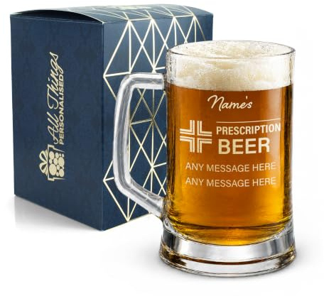 Vaso de cerveza grabado, receta personalizada para diseño de cerveza, capacidad de 475 ml, en caja de regalo, regalo divertido para él