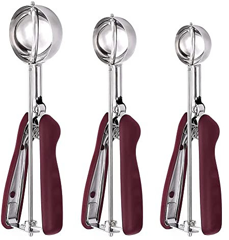 Hburirrty Cookie Scoop for Baking Set of 3, Ice Cream Scoop Stainless Steel, Cookie Dough Scoop, Cupcake Scoop, Meatball Scoop