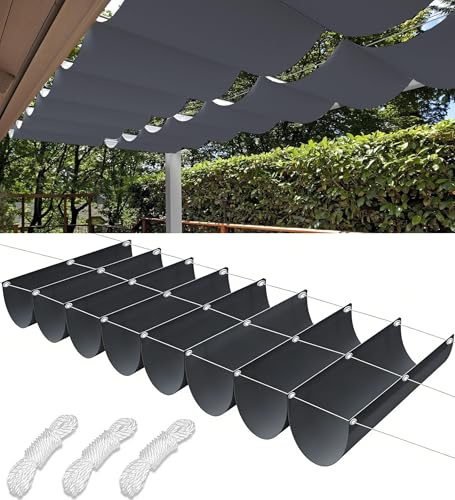 Voile-D'ombrage Rétractable 2.2x2.8m Imperméable Vague Bâche Dombrage Voile Solaire Pare-Soleil Jardin Balcon Toile-Ombrage UV Protection pour Patio Terrasse Extérieur Gris foncé