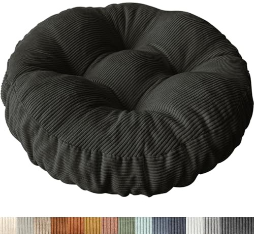 PHUSTJKL Sitzkissen Rund, 35x35 cm rutschfest Waschbare Sitzpolster Bequemes Stuhlkissen 6 cm Dick Waschbare Cordstoff Stuhlauflage, für Indoor Küchen Garden Holzstühle