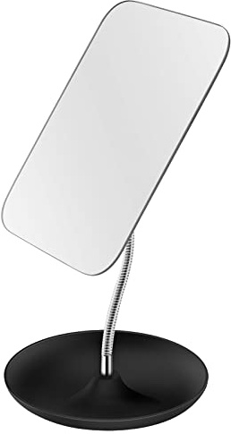 CLSEVXY Table Vanity Mirror with Stand - Makeup Mirror for Desk - Adjustable Flexible Gooseneck, 360°Rotation Folding Portable Cosmetic Mirror Square