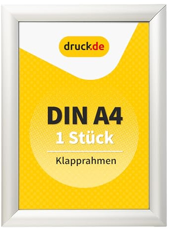 druck.de 1 Stück Klapprahmen A4-2,5cm Profil - Aluminiumrahmen | 1 Stück Klapprahmen A4, Aluminiumrahmen, 2,5cm Profil, Plakatrahmen für Poster und Aushänge, Wandmontage