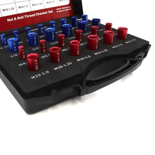 Caja de calibre de rosca de tuerca y perno con 3646 piezas para una medición eficiente de tamaños comúnmente utilizados (36 piezas)