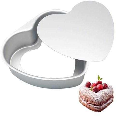 Cpolebev Tortiera A Forma di Cuore da 8 Pollici, Tortiera A Cuore in Alluminio, Stampo per Teglia A Cerniera Antiaderente per Torte