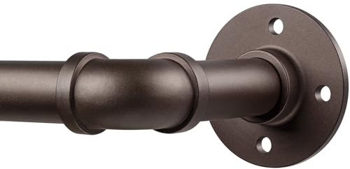 DEFYNEE Curtain Poles for Eyelet Curtains, 80-305cm Industrial Curtain Rods, 25mm Diameter Extendable Curtain Rails Indoor/Outdoor Curtain Rods for Bedroom, Living room, Office -Reddish Bronze