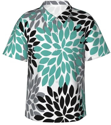Chemise hawaïenne à manches courtes pour homme Motif fleurs de dahlia, noir, XX-Large