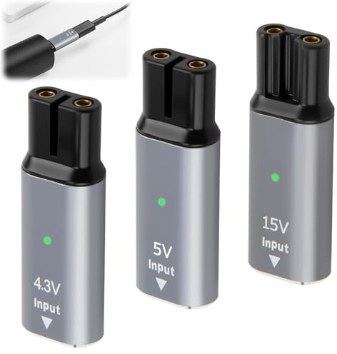 USB-C Shaver Adapter Set Compatible with Philips, 4.3V 5V 15V Type-C Shaver Power Replacement Adapter Charging Converter, Charging Converter Compatible with Norelco Oneblade