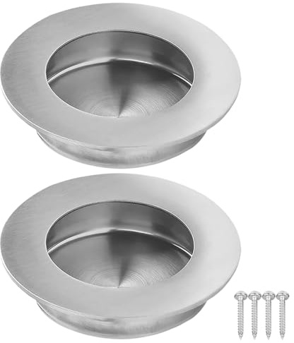VBSYUYQ 2 Pcs Stainless Steel Flush Pull Handles for Cabinet Sliding Door | 2 pack stainless steel flush pull handles recessed finger pull for cabinet sliding door wardrobe