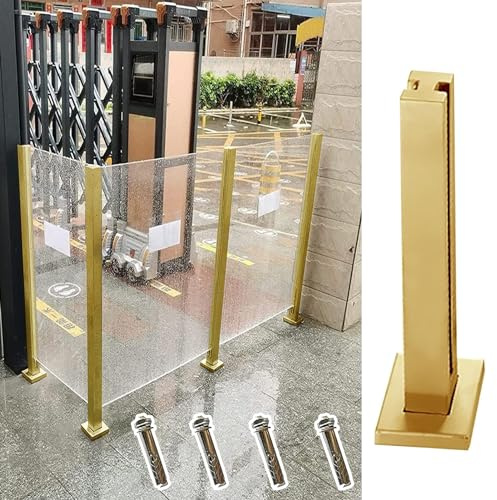 Kit de poteaux de balustrade en verre pour extérieur – Finition dorée en béton et matériaux en bois – Accessoires complets de balustrade de porche pour une maison élégante sur les terrasses et les