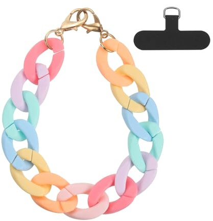 sourcing map Phone Wrist Strap, Acrylic Cellphone Chain with Tether Tab, Hands-Free Wristlet Strap for Women Phone Case Accessories