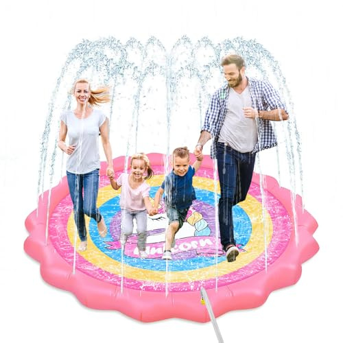 KQWVZ 170CM Splash Pad Sprinkler, Sprinklers Pad for Kids & Dogs, Splash Water Play Mat,Non-Slip Inflatable Dog Sprinkler Paddling Pool,Pet Sprinkler Pad,Summer Outdoor Garden Water Play Bathing Pool
