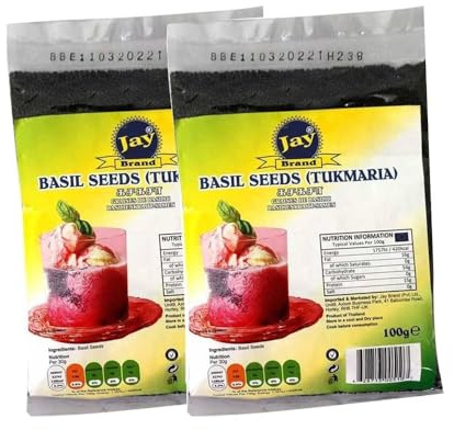 Tukmaria Seeds 100G FromJaybrand Sabja Seeds for Falooda and Desserts Sweet Basil Seeds Product of India Pack of 2